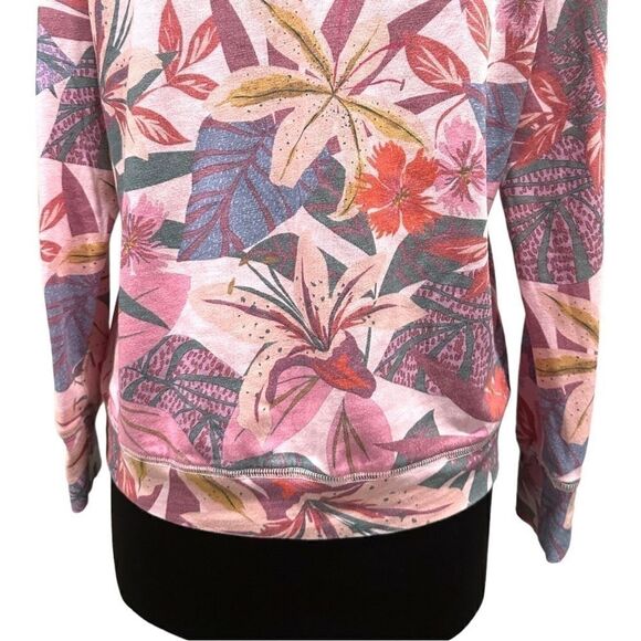 Sundry Lightweight Pink Tropical Crewneck Raglan Sleeve Pullover Sweatshirt Sz 1 - Picture 8 of 11